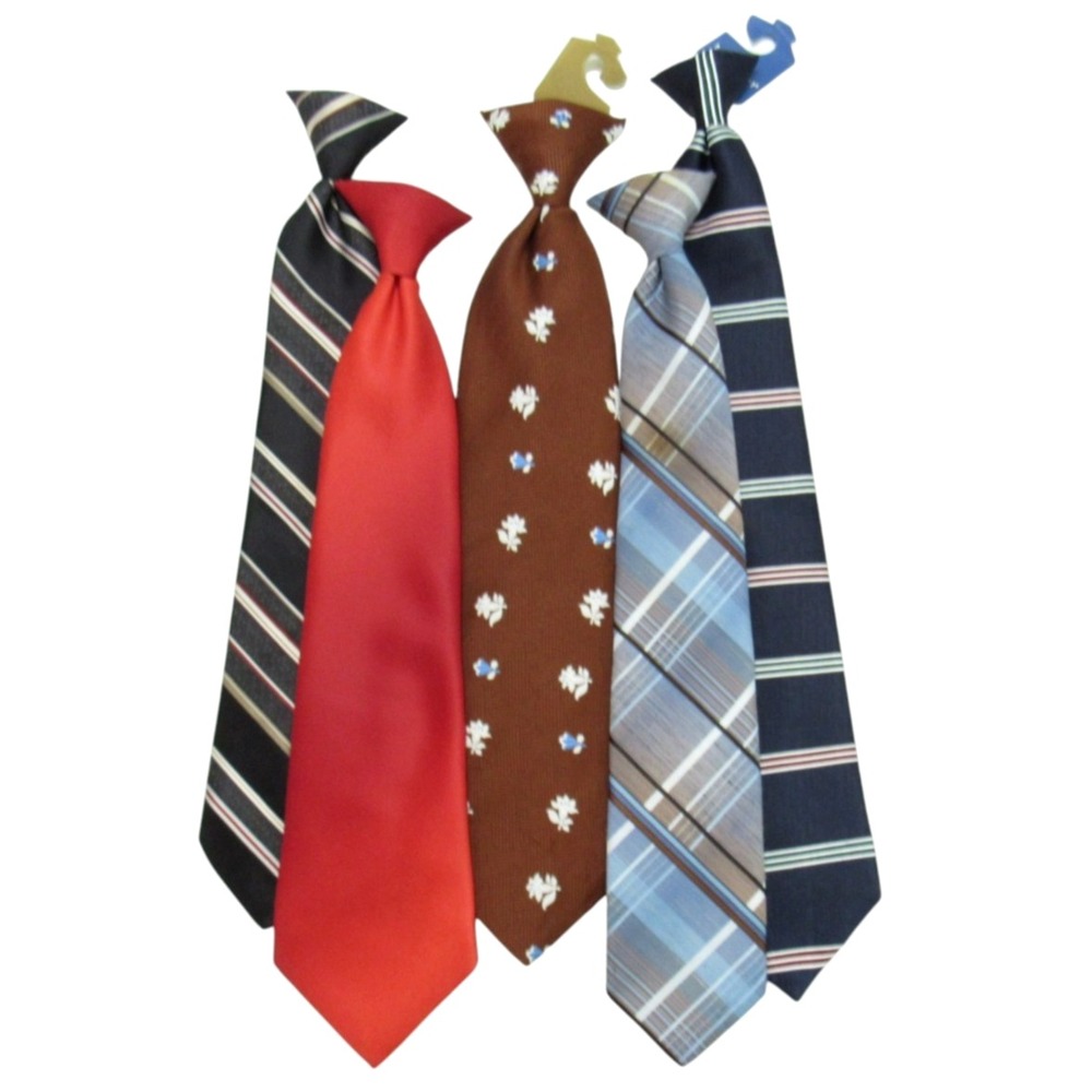 MEN'S Clip-On NECK TIES Lot 5 SEARS/BOLANY 500/TOWN & COUNTRY Satin PRINTED